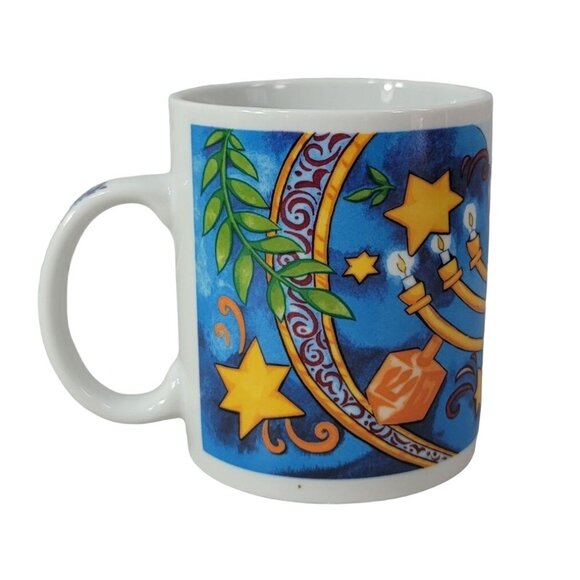 Starbucks Menorah Mug Blue Dreidel Hanukkah Designed By Jackal Designs 1996 VTG - Picture 1 of 10